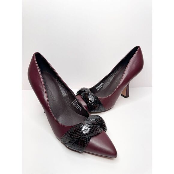 Gabrielle Union Pumps Size 7.5‎ Pointed Toe Burgundy Twist Detail Slip On Shoes - Picture 4 of 9